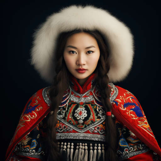Женщина в национальном бурятском костюме